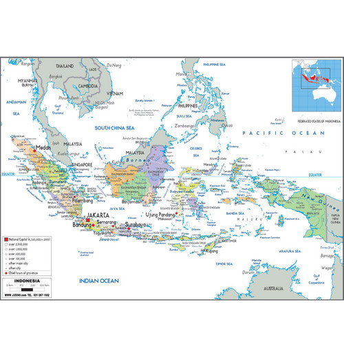 인도네시아(indonesia map)지도 (110-75cm) 양면코팅